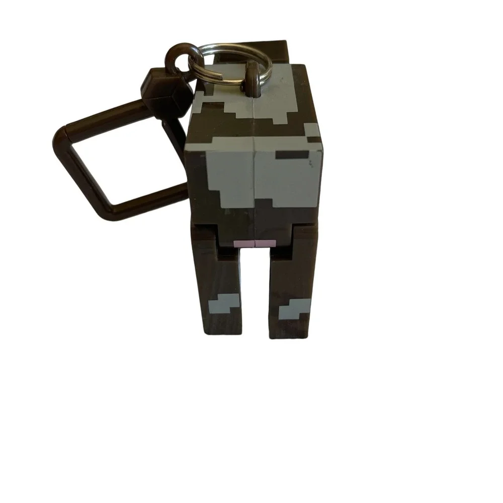 Pre-Owned MineCraft Cow Figural Keyring/Backpack Clip Farm Animal Game Toy